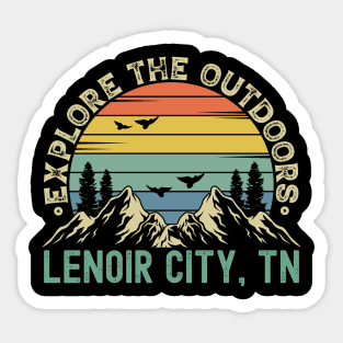 Lenoir City, Tennessee - Explore The Outdoors - Lenoir City, TN Colorful Vintage Sunset Sticker